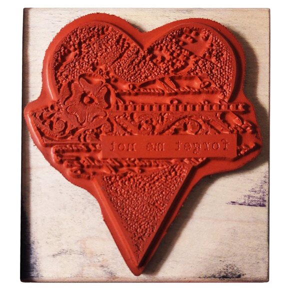 Forget Me Not Heart Rubber Stamp By Stampington & Company - Picture 2 of 5